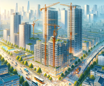 동작구, 서울의 역동적인 부동산 풍경을 보여줍니다. 현재 동향과 개발에 초점을 맞추어, 서부선 경전철 연장과 함께 '신상도역' 개통에 대한 기대감을 포함한 새로운 아파트 단지 건설을 강조합니다. 도시 재생의 상징, 예를 들어 크레인, 새로 지어진 아파트, 커뮤니티 활동에 참여하는 사람들이 포함