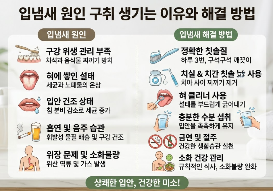 입냄새 원인 구취 생기는 이유와 해결방법