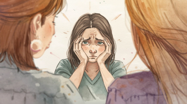 ESFJ는 사람과의 관계를 소중히 여기고, 주변의 분위기를 따뜻하게 만들기 위해 애쓰는 유형입니다. 누군가를 챙기고, 필요한 말을 건네며, 관계가 어색해지지 않도록 먼저 마음을 쓰는 경우가 많습니다에 관한 그림