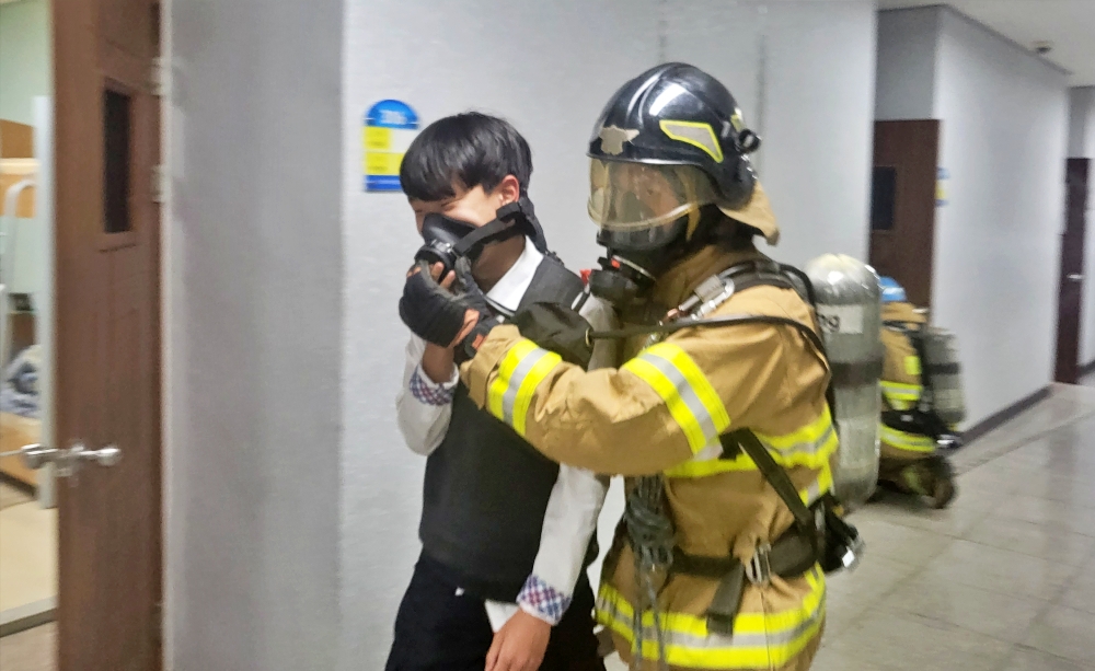 학교 기숙사 화재 및 지진대피 훈련