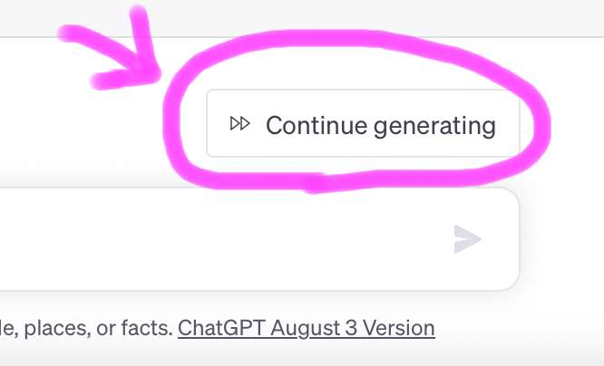 만약 chatgpt가 답변 중에 멈추게 된다면 놀라지 말고 아래에 보이는 continue generating을 클릭하면 계속해서 알려줍니다.