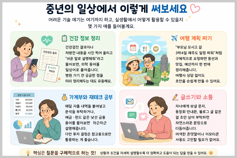 중년의 일상에서 이렇게 써보세요