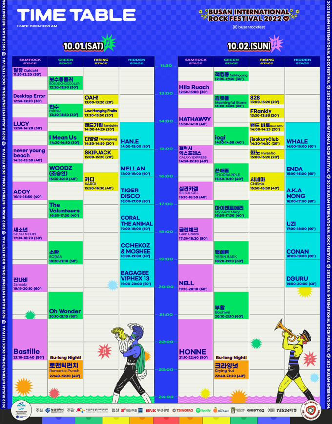 부산국제록페스티벌 - 타임테이블