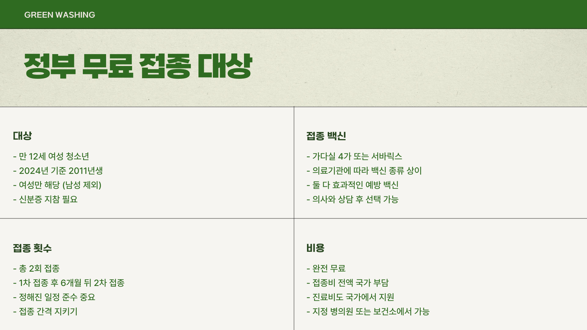 자궁경부암 예방접종 가격