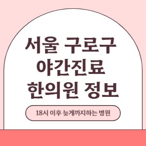 서울 구로구 야간진료 한의원 병원 (18시 이후 늦게까지하는 병원)