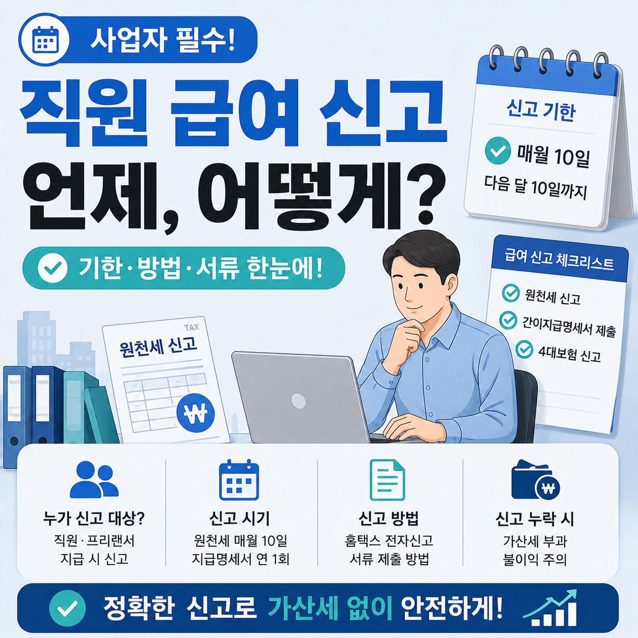 직원 급여 신고 시기와 방법을 확인하는 사업자