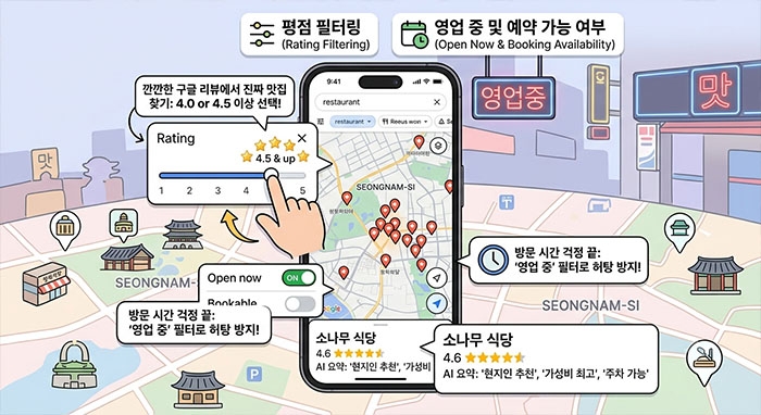 구글지도 맛집찾기_실패 없는 첫걸음, '필터 기능' 스마트하게 활용하기