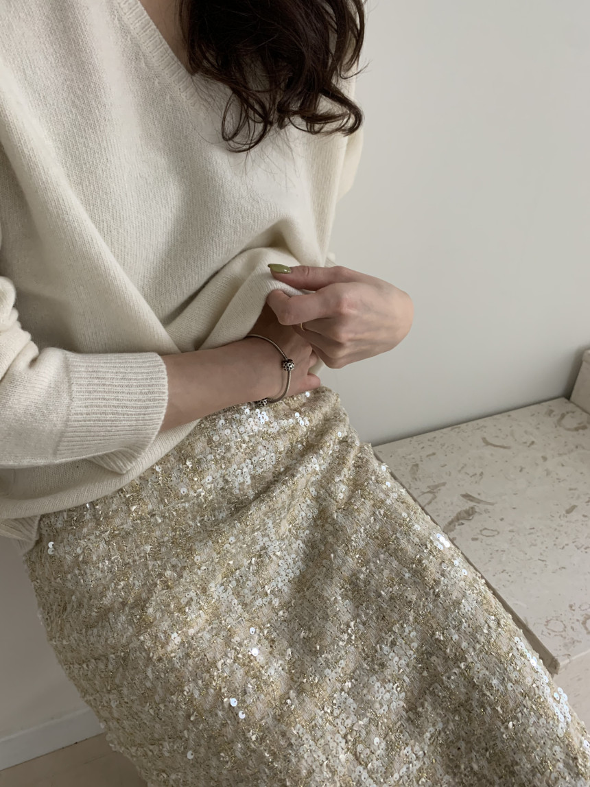 (재입고,추천)트위드 스팽글 스커트 골드 실버 스커트