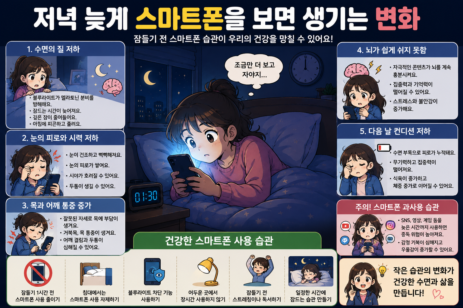 저녁 늦게 스마트폰을 보면 생기는 변화