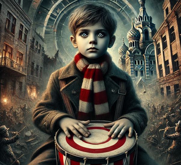 양철북을 들고 있는 오스카의 모습