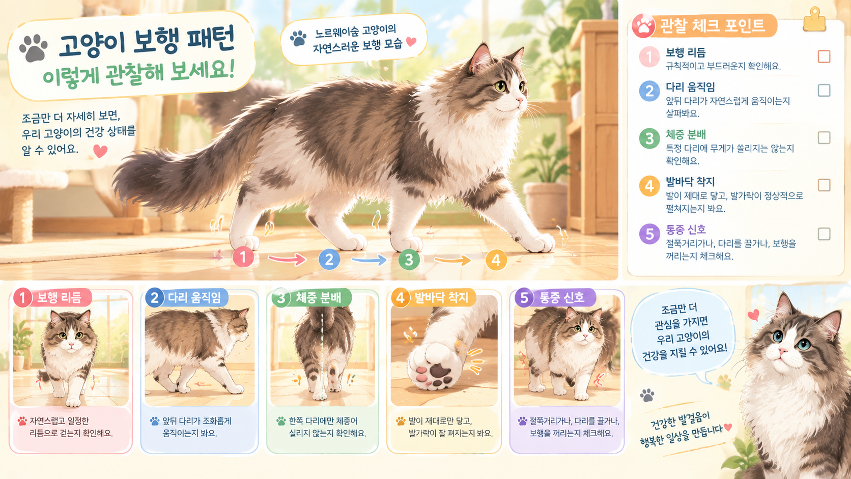 고양이 보행 패턴 및 관찰 체크