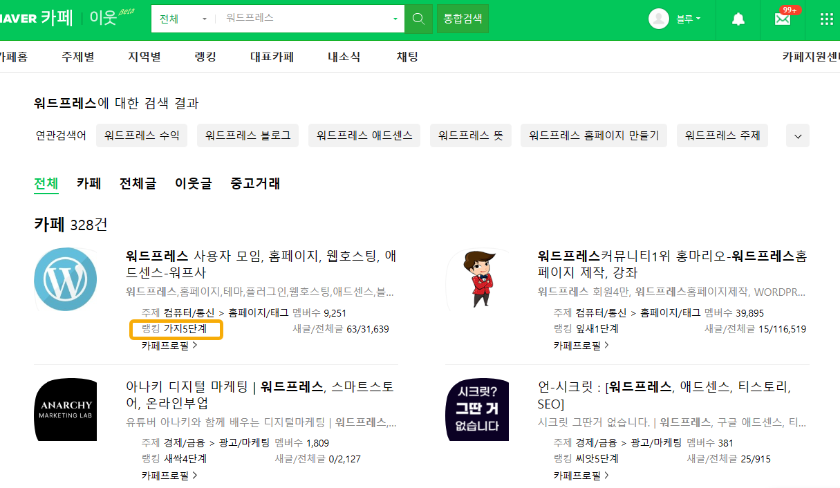 워드프레스 네이버 카페