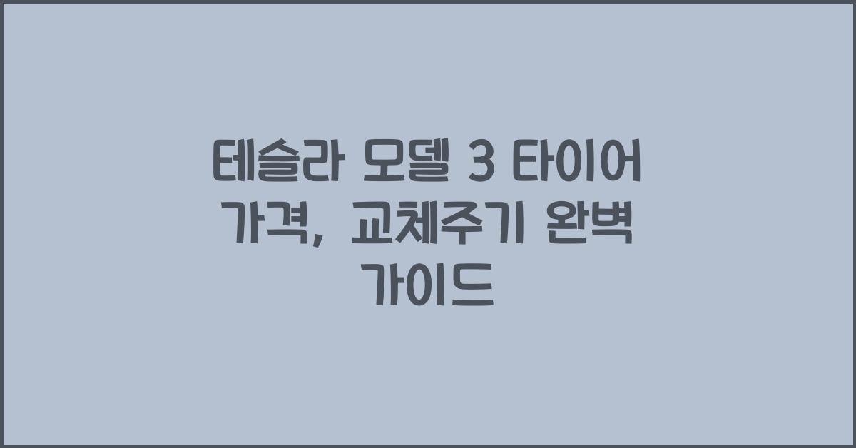 테슬라 모델 3 타이어 가격, 교체주기