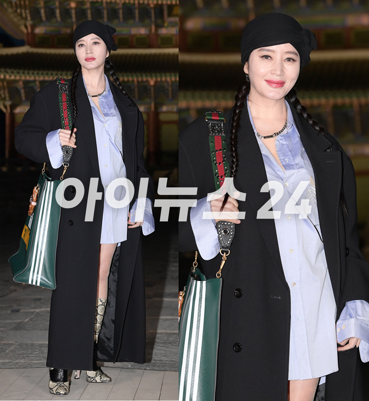 '김혜수니까 소화하는 패션' 배우 김혜수가 16일 오후 서울 경복궁에서 진행된 구찌(Gucci) 2024 크루즈 패션쇼에 참석하고 있다.