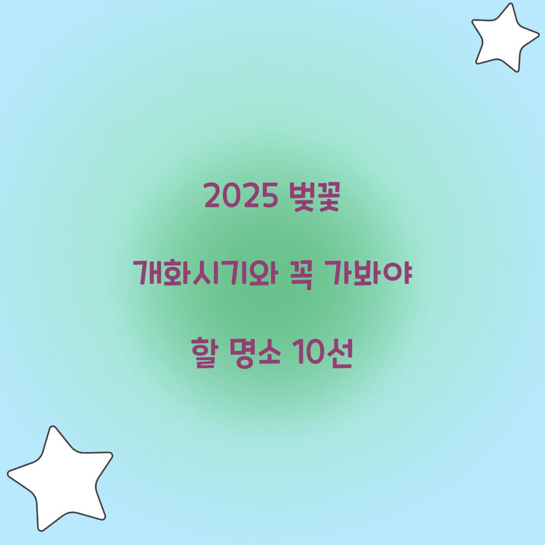 2025 벚꽃 개화시기
