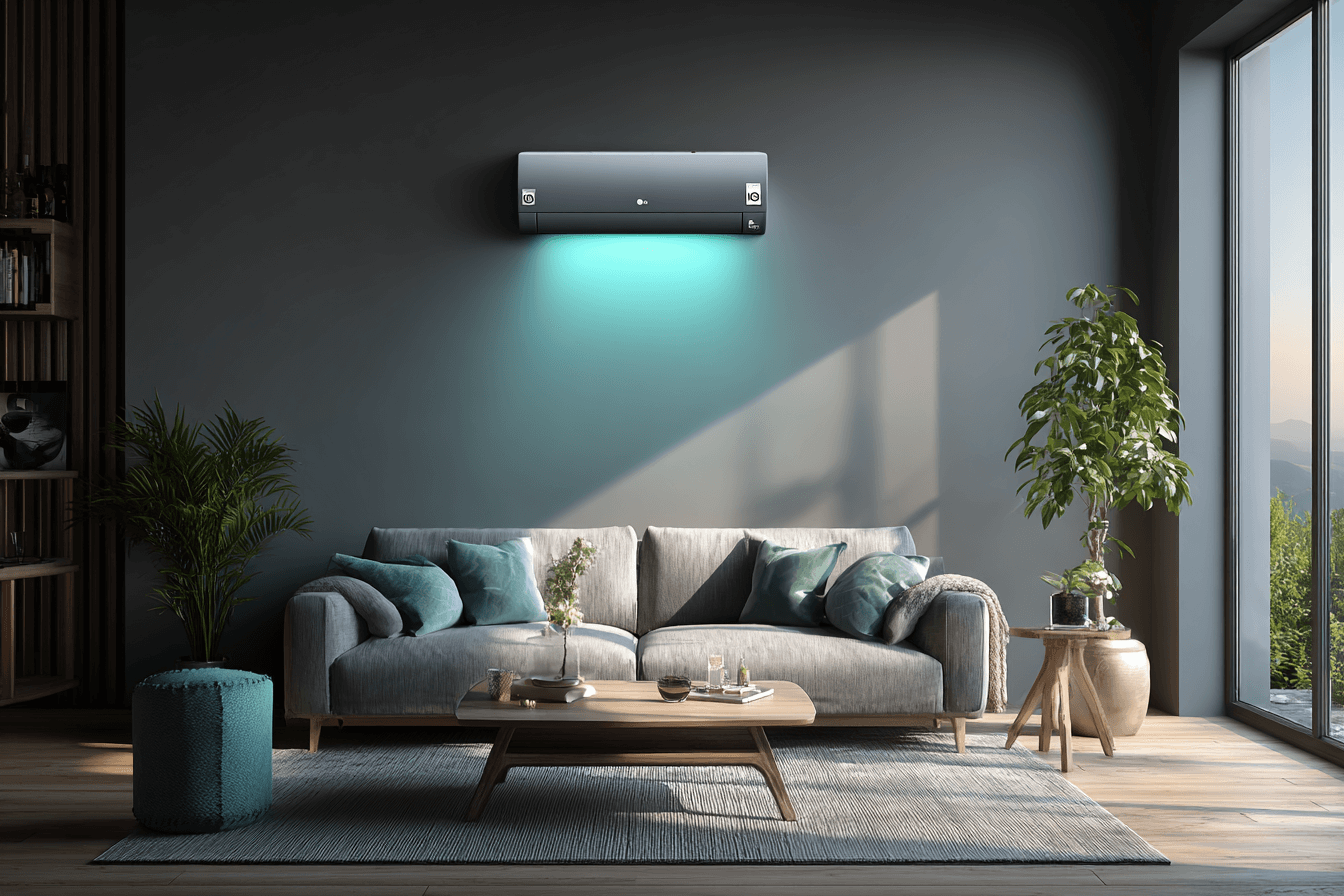 거실의-벽걸이-에어컨이-찬바람을-내보내는-효과-이미지