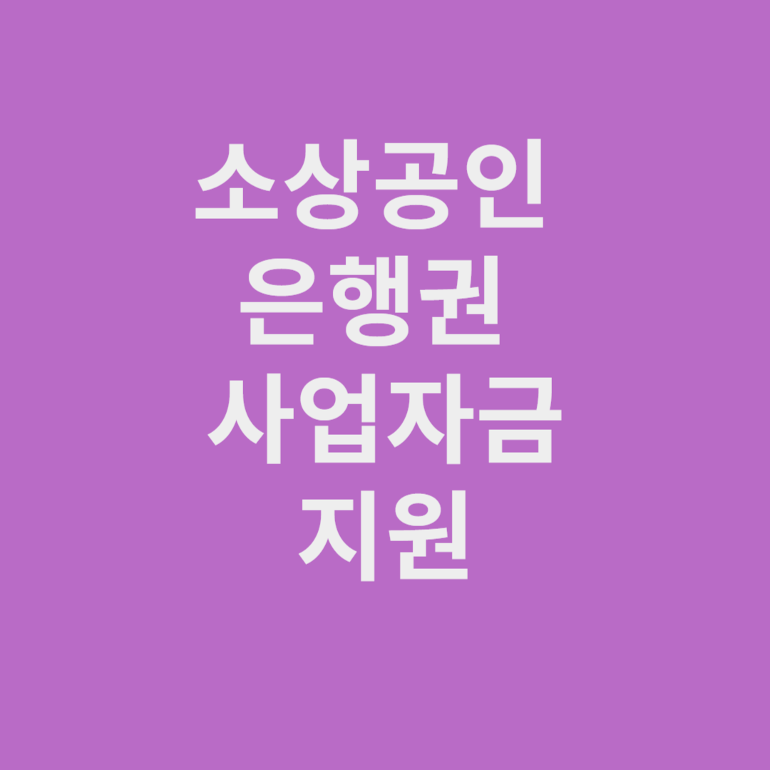 소상공인 은행권 사업자금 지원