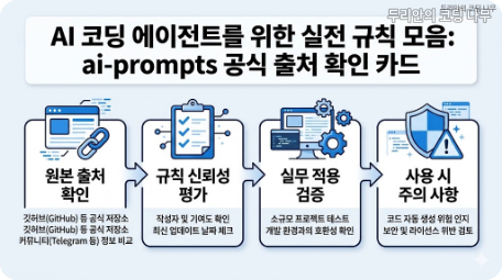 AI 코딩 에이전트를 위한 실전 규칙 모음: ai-prompts 설정 흐름 이미지, 도구 비교와 적용 기준