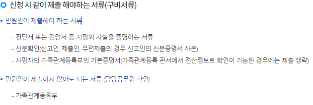 사망신고시 필요한 서류