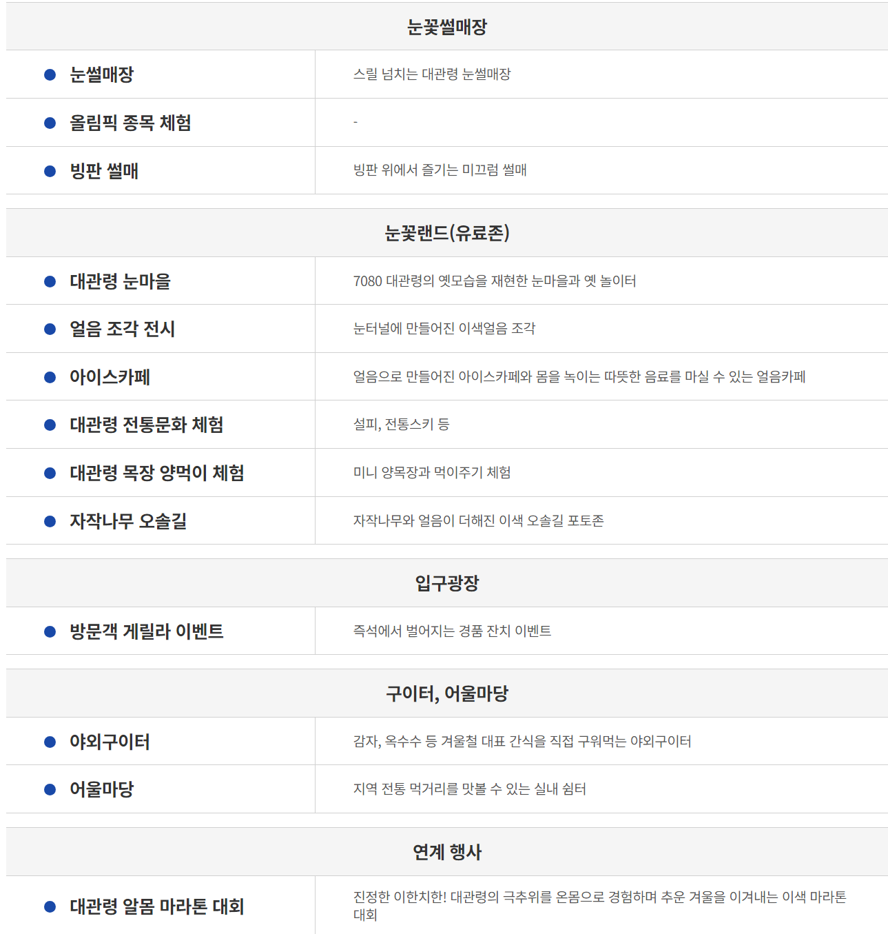 2024 대관령 눈꽃축제 프로그램