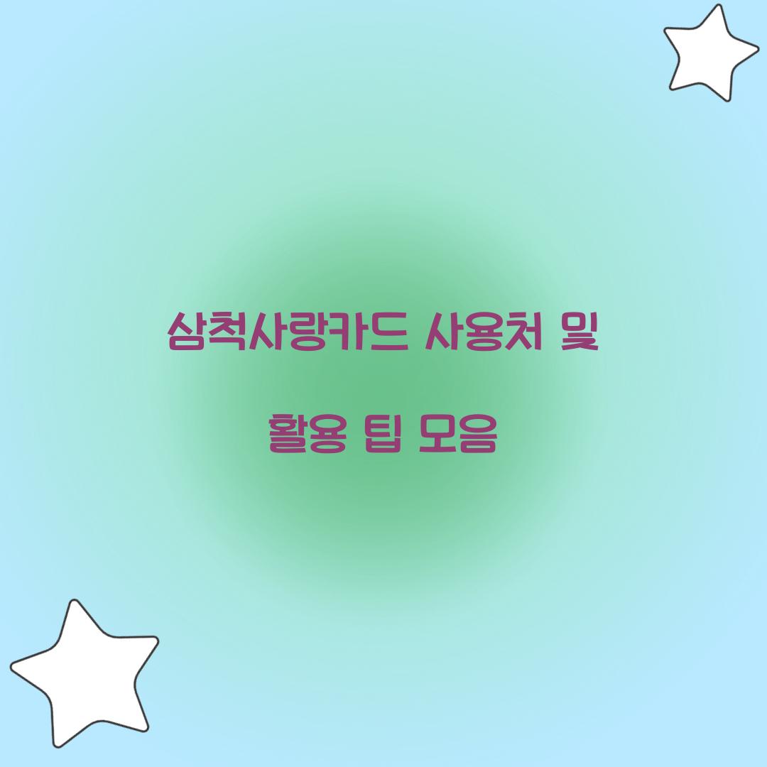 삼척사랑카드 사용처
