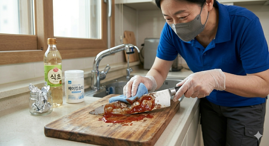 주방 칼 연마, 녹 제거