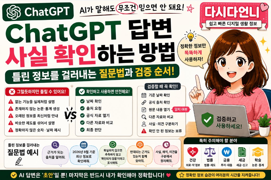ChatGPT 답변 사실 확인하는 방법｜틀린 정보를 걸러내는 질문법과 검증 순서