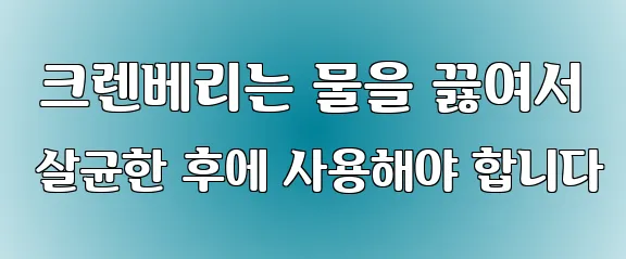  크렌베리는 물을 끓여서 살균한 후에 사용해야 합니다