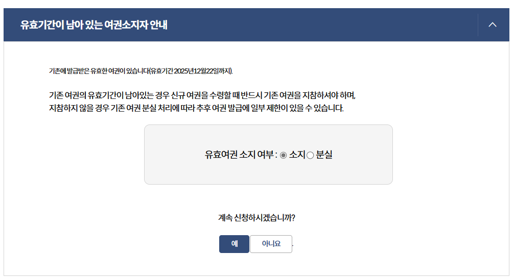 여권 소지 확인