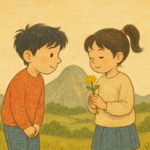 두 주인공이 마주 보며 공감하는 모습