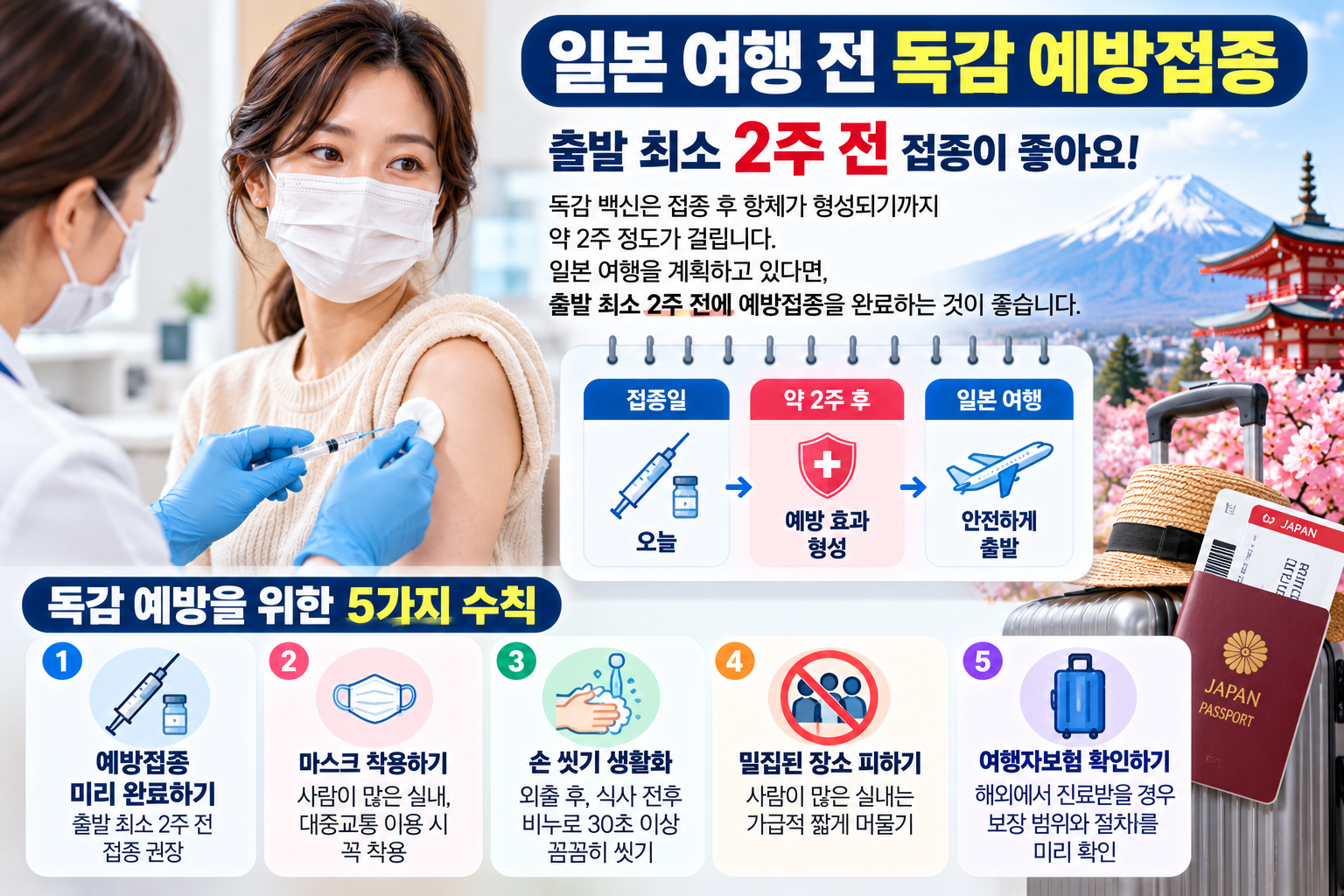 일본 여행 전 독감 예방접종 권장 시기와 감염 예방수칙