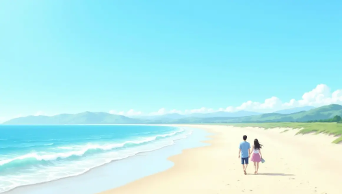 제주도-바닷가-남녀-걷고-있는-장면