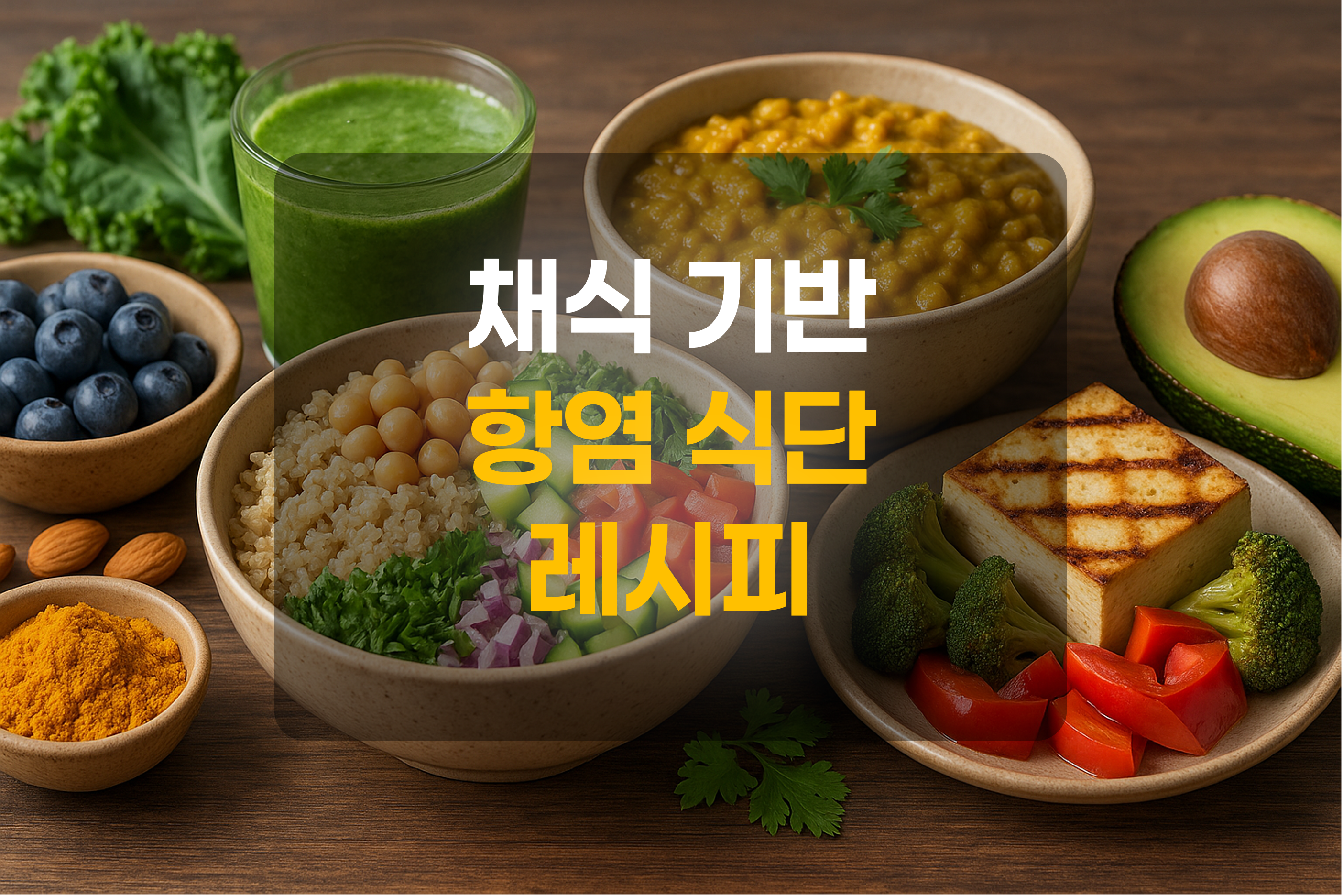 채식 기반 항염식품을 표현한 그림