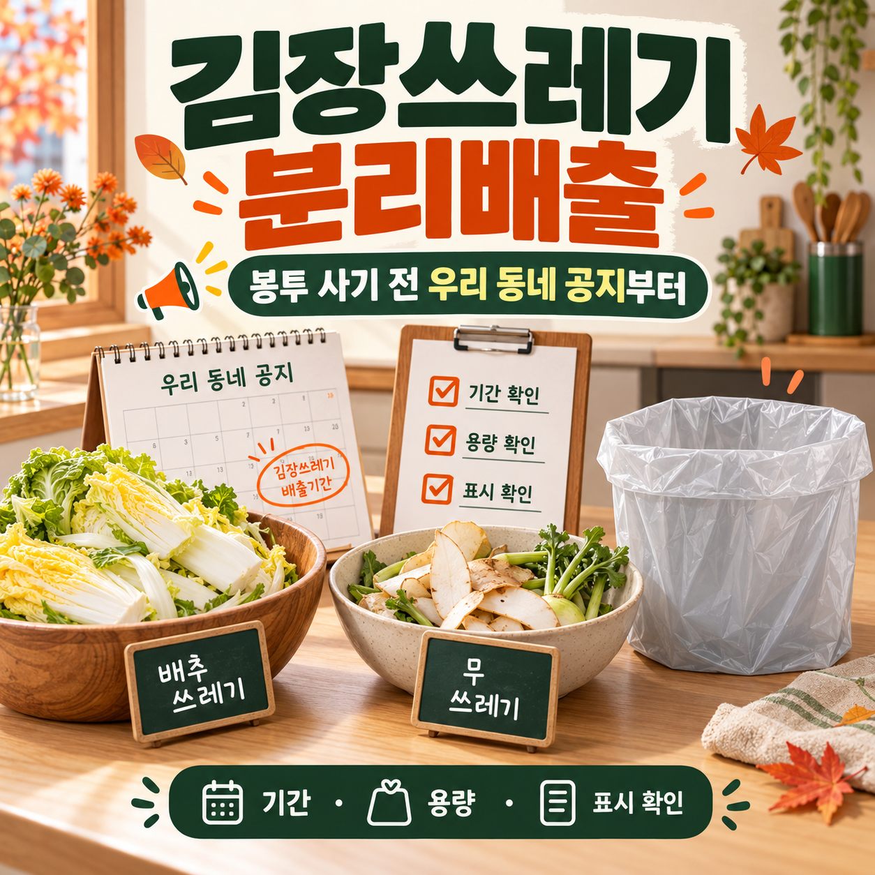 김장쓰레기 분리배출과 지역별 봉투 규격, 특별수거 기간
