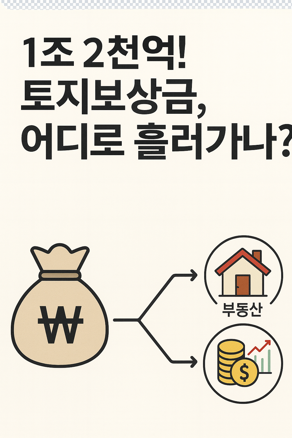 1조2천억! 토지 보상금, 일정액이 다시 부동산으로 흘러간다 라는 이미지 표현