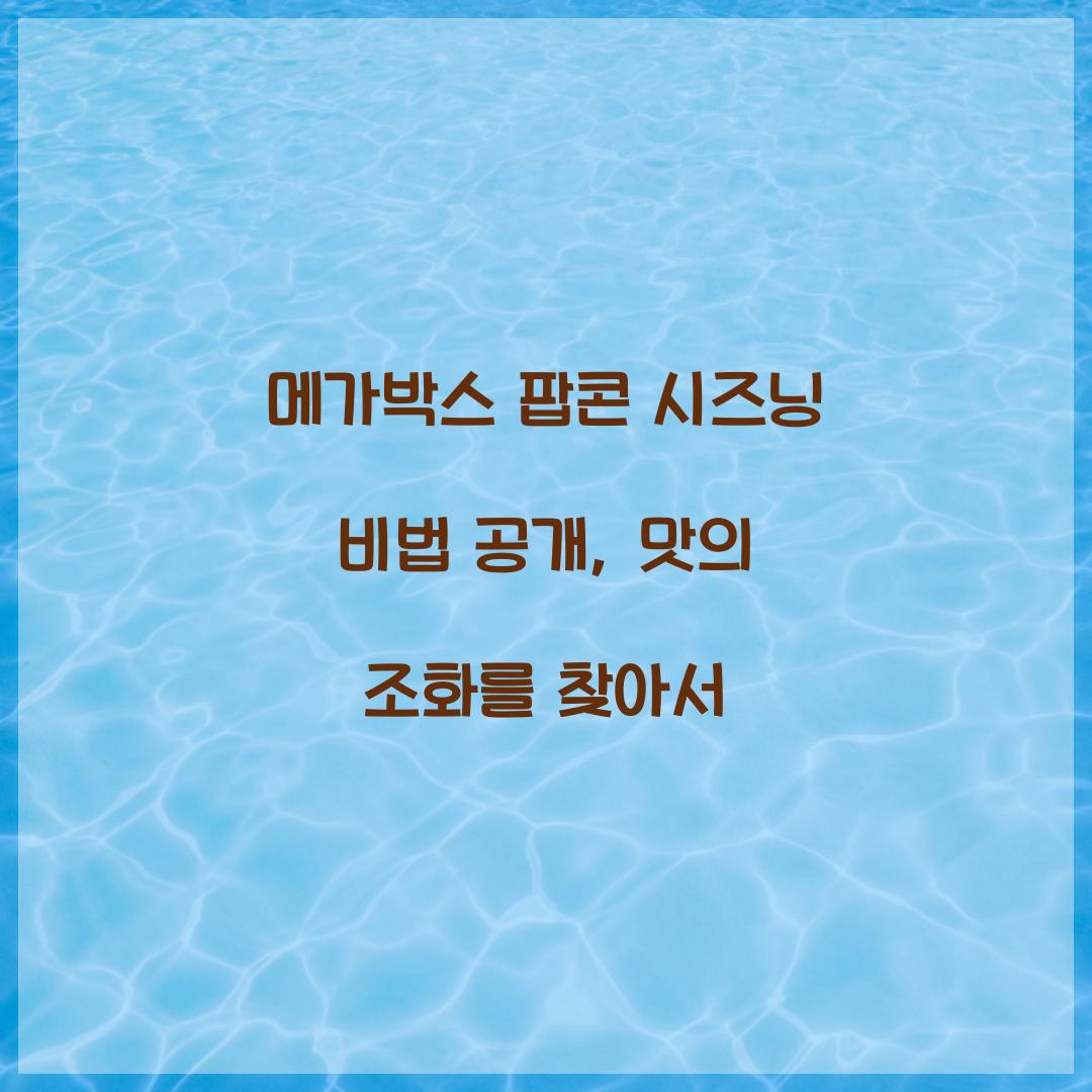 메가박스 팝콘 시즈닝