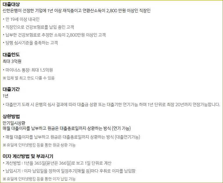 신한은행 쏠편한 직장인 대출S