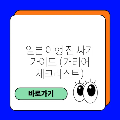 일본 여행 짐 싸기 가이드 (캐리어 체크리스트)