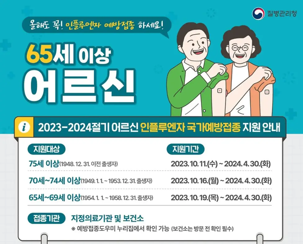인플루엔자 예방 접종 안내 사진
