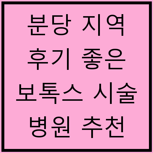 분당 지역 후기 좋은 보톡스 시술 병원 추천