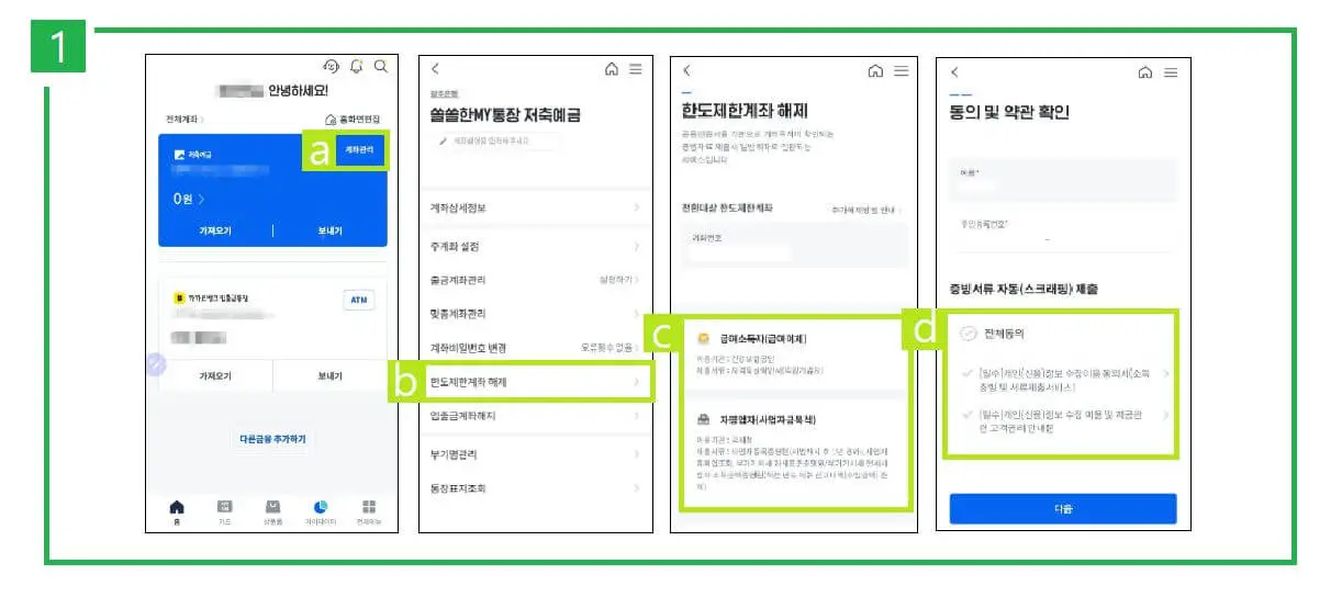 한도제한계좌 해제방법에 대한 설명