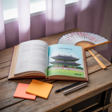 Korean History Competency Test study guide thumbnail featuring traditional Korean architecture, study materials, and examination success symbols in professional blue and gold design