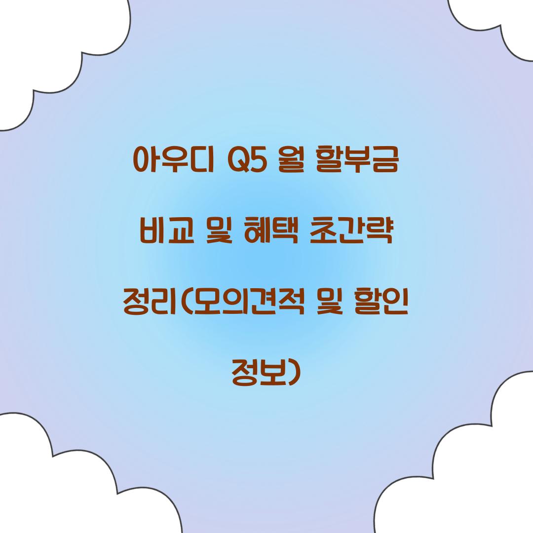 아우디 Q5 월 할부금 비교
