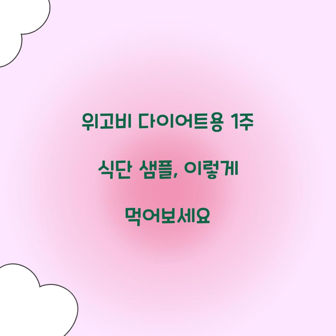 위고비 다이어트용 1주 식단 샘플