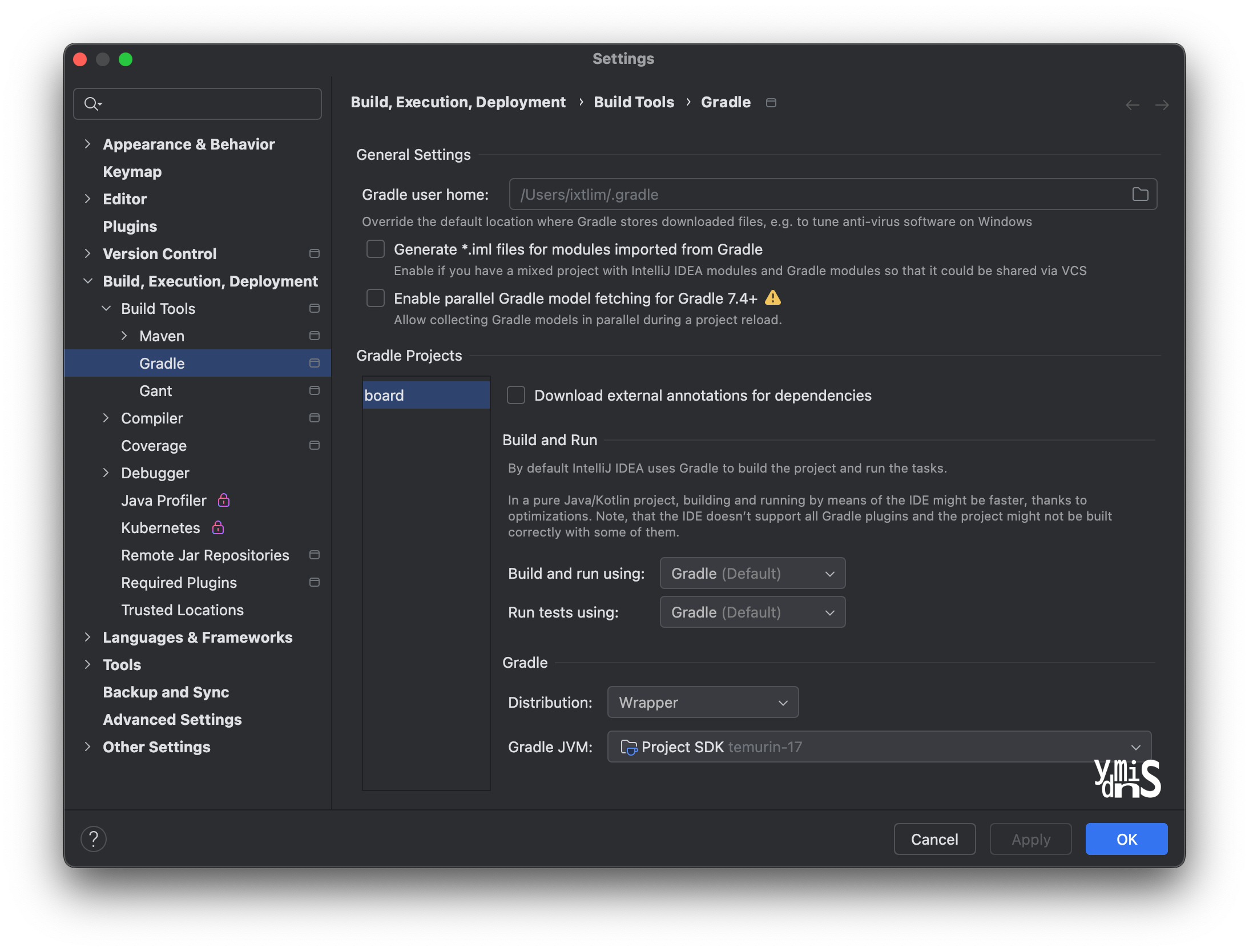 Seetings - Gradle Projects에서 모두 Gradle로 선택된 모습이다.