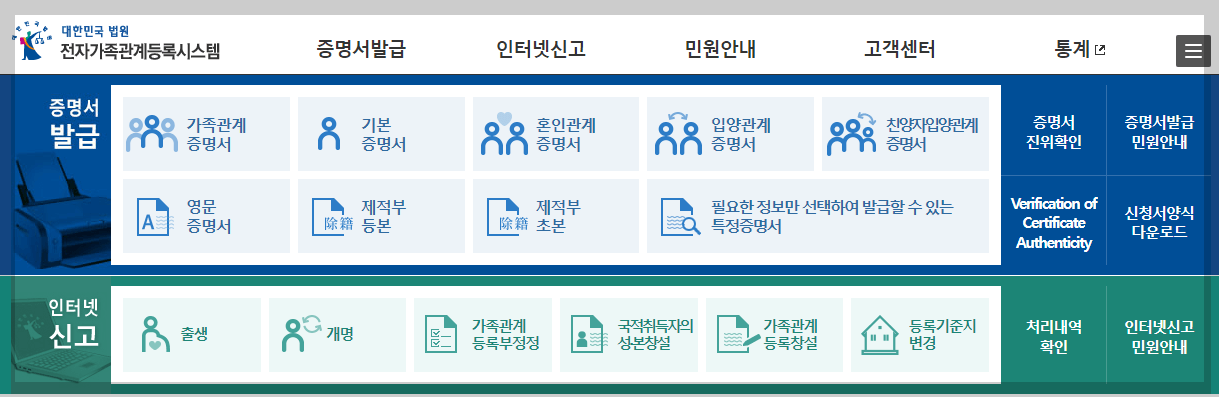 가족관계증명서-핸드폰-발급방법