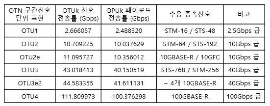 광채널단위 다중화 계위 (OTH)