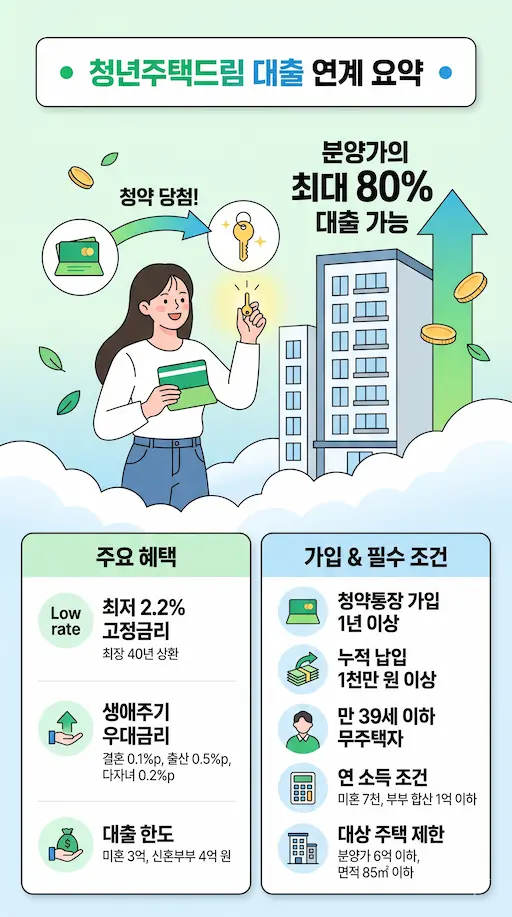 청년주택드림 청야통장 핵심내용 일러스트 이미지