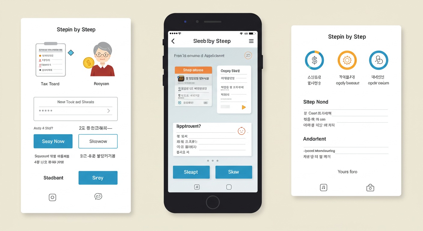 스마트폰 화면에 원클릭 환급 신청 과정이 단계별로 표시된 모습