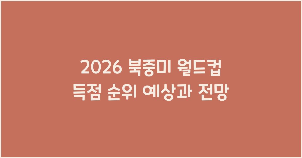 2026 북중미 월드컵 득점 순위